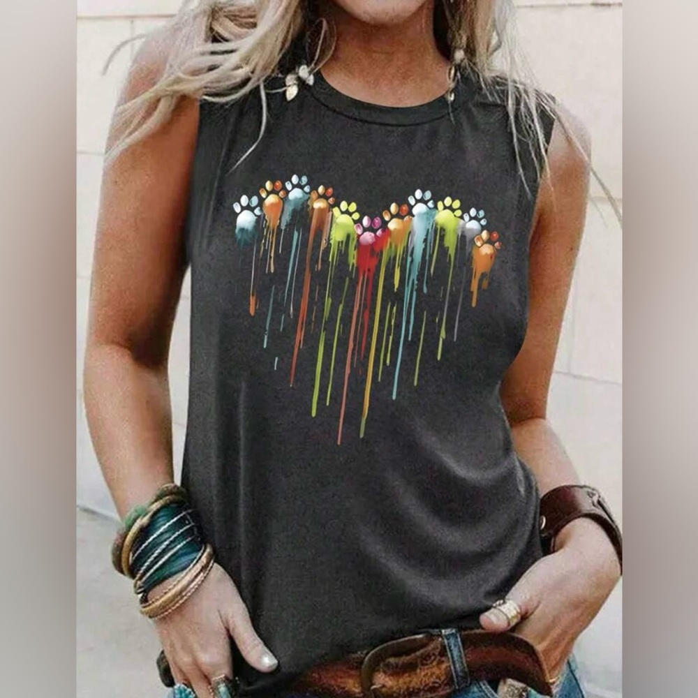 💋 Gray and Yellow Sleeveless Muscle Tee with Heart Design ☀️